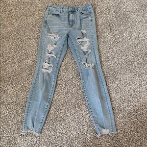 American Eagle Outfitters Light Blue Distressed Skinny Jeans